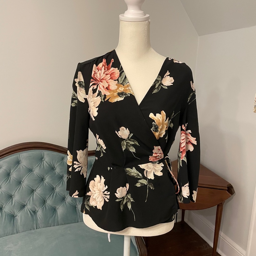 Floral TopShop kimono wrap top
